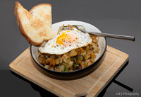 Breakfast Skillet with a side of Italian toast..